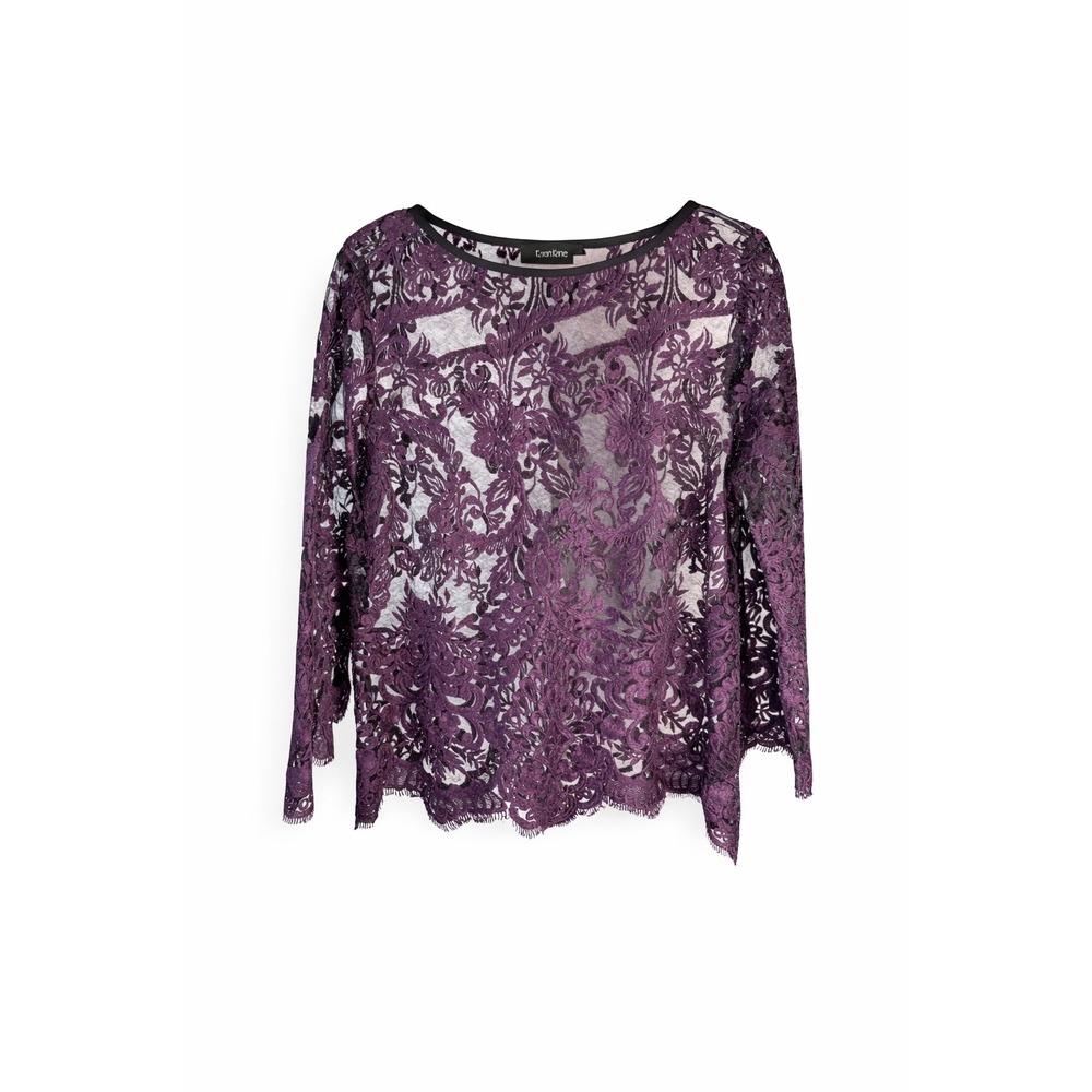 Karen Kane Blouse Women's Medium Plum Sheer Lace Made in USA Whimsigoth Wedding